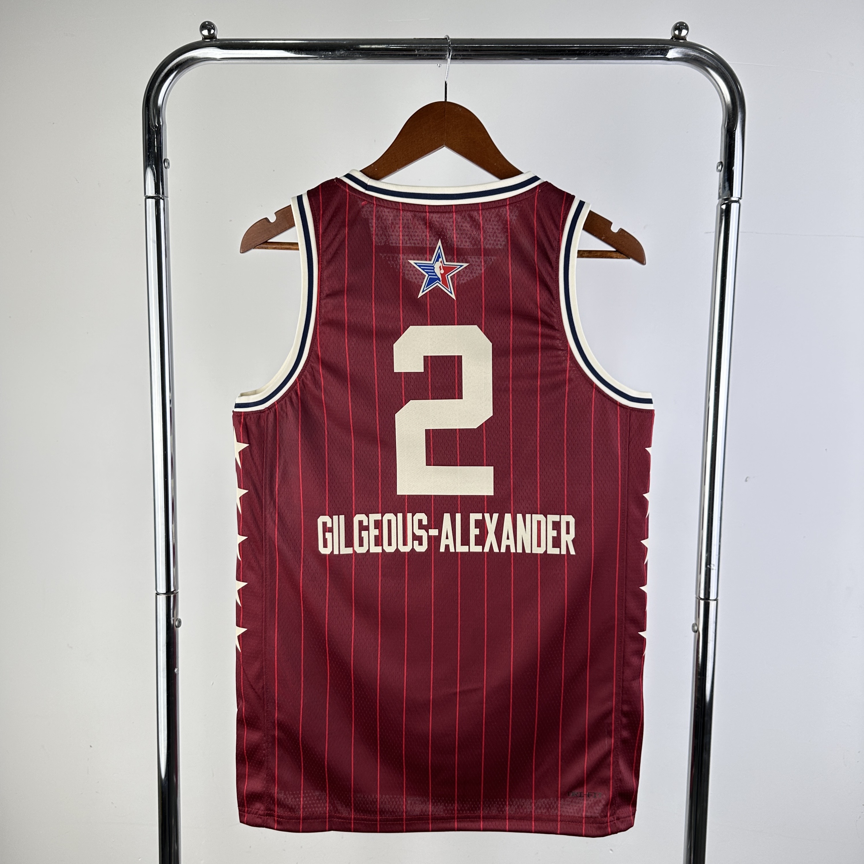Men Oklahoma City Thunder #2 Gilgeous-Alexander Red Stripe All Star Jordan style 2024 NBA Jersey->minnesota timberwolves->NBA Jersey